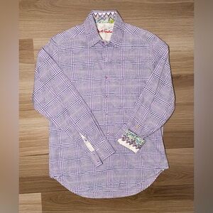 Robert Graham Purple Checkered Premium Dress Shirt MEN'S Medium